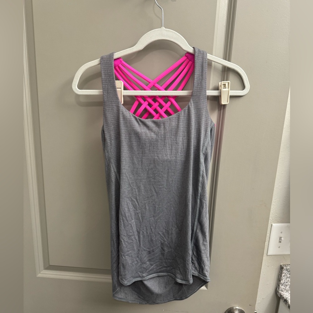 Lululemon pink and grey workout tank
